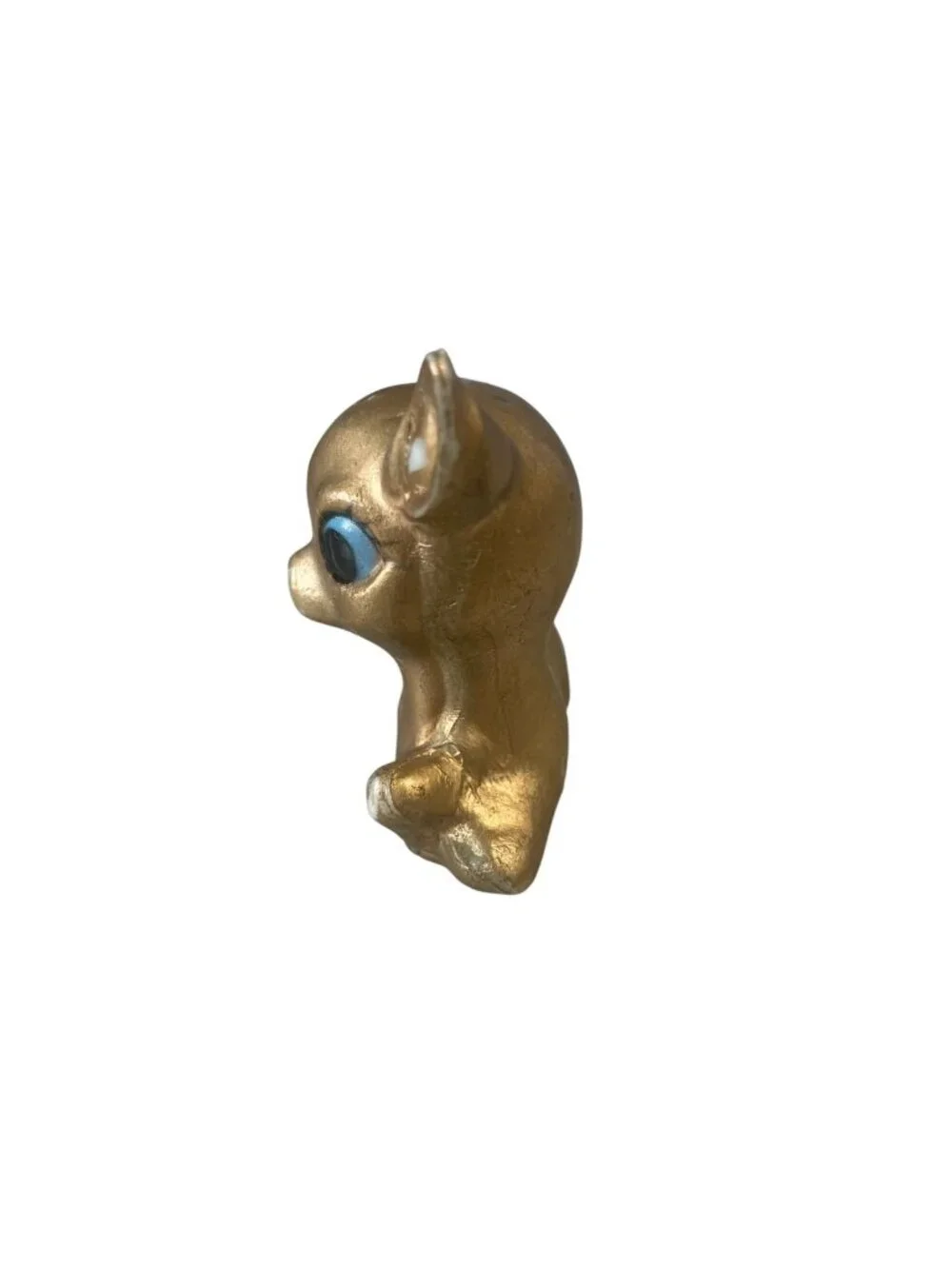 Vintage Wolin Hong Kong Gold Deer Fawn Figurine Chalkware Blue Eyes Collectible
